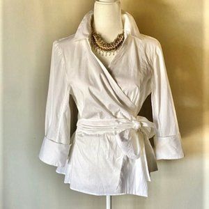 White, Collared Wrap Blouse/Size 16